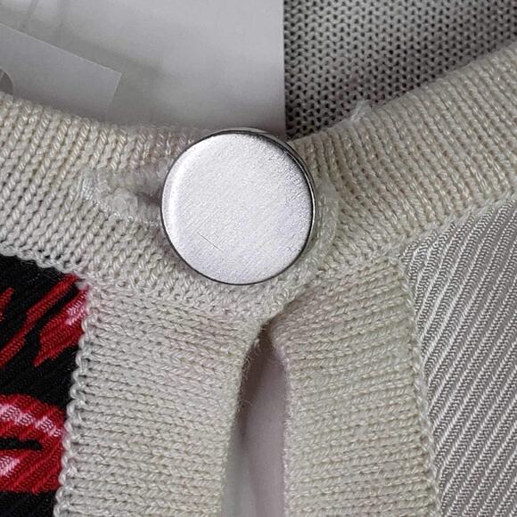 Talbots Sweater Cardigan Silk Butterflies Women’s Size Large L Petite White New - Picture 4 of 10